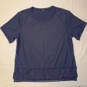 Elegant Navy Short Sleeve Women's Top